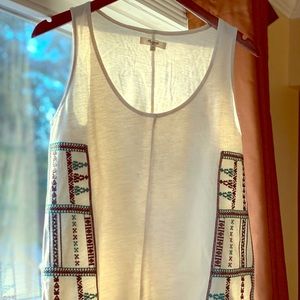Embroidered fringe tank
